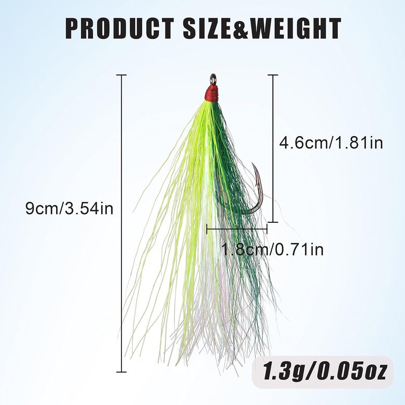 SILANON Fishing Bucktail Teaser Hooks,5pcs Saltwater Fishing Jig Teaser Lures with Carbon Steel Hooks Crystal Flash Flounder Rigs for Salmon Trout Sea Bass Steelhead - Image 3